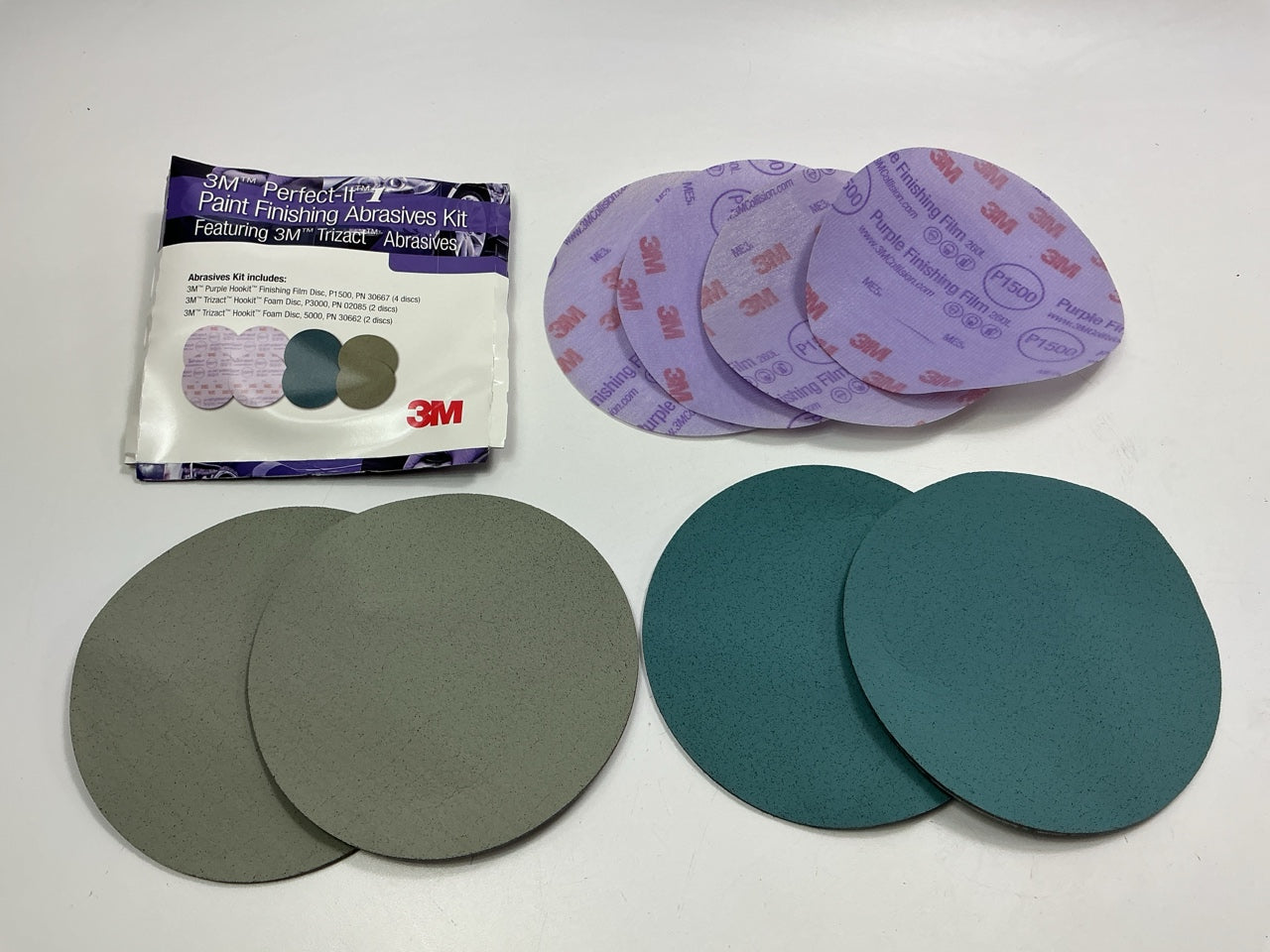 3M 5000, 3000, 1500 GRIT Trizact 6'' Sanding Disc Small Assortment, 8 Discs Total