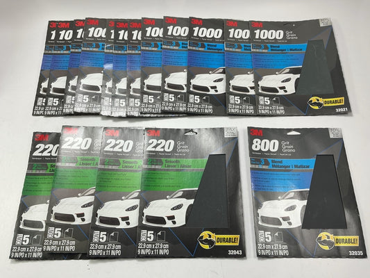 Mixed Lot Of 3M 9'' X 11'' Sandpaper Sheets: 60 1000 Grit, 20 220 Grit, 5 800 Grit