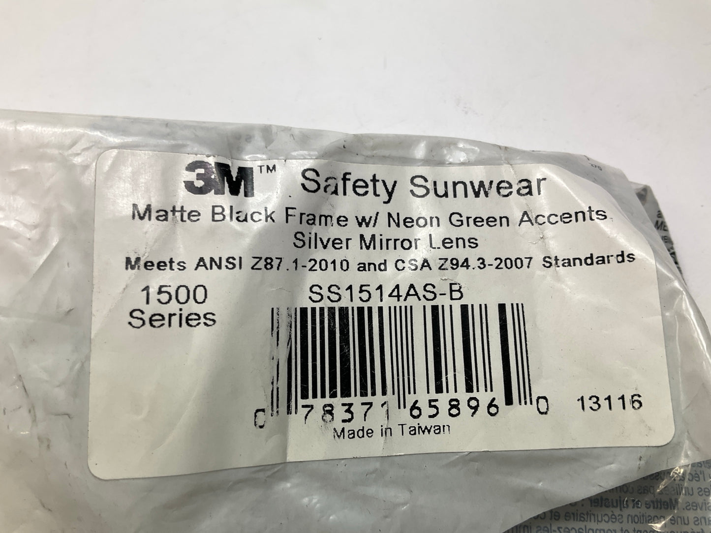 3M Safety Sunwear Ss1514As-B, Black/Green Frame Safety Sun Glasses, Tinted