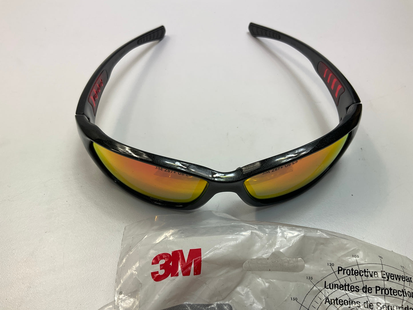 3M SS1629AS-B Safety Glasses Sunglasses Sunwear With Black Frame And Red Lens