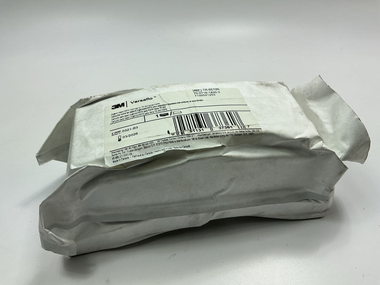 3M TR-6510N Versaflo Organic Vapor/HEPA Cartridge For TR-600/800 EXP: 03/2026