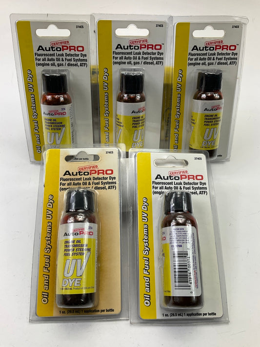 (5) AC Pro 374CS Oil And Fuel System UV Leak Detection Dye, 1 Oz Bottles