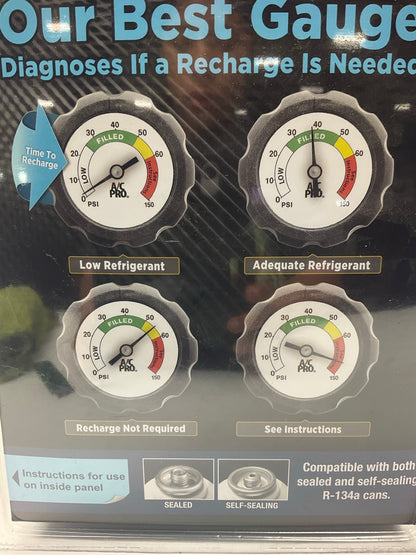 A/C PRO AC Pressure Gauge 24'' Hose Car Air Conditioning Freon Check For 134 Type