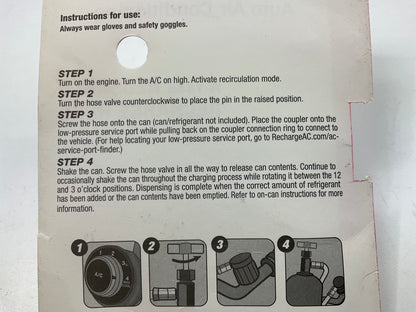 Ac Pro CERT401 Reuseable A/C Recharge Hose For 134 Self-selaing Cans