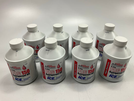 (8) Bottles - A/C Certified Pro GPH6 134a PAG 150 Refrigrant Oil W/ Ice 8oz