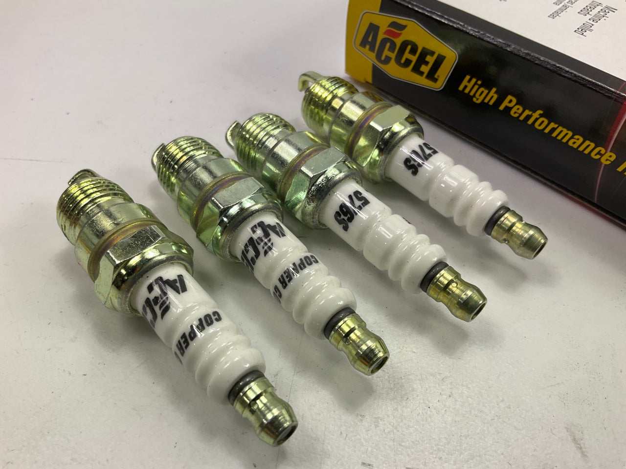 4 / PACK - Accel 0576S Shorty Header Spark Plugs 14mm Taper .460 Reach
