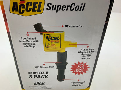 Pack Of 8 - Accel 140033 Ignition Super Coil YELLOW For 04-08 Ford 4.6L 5.4L V8