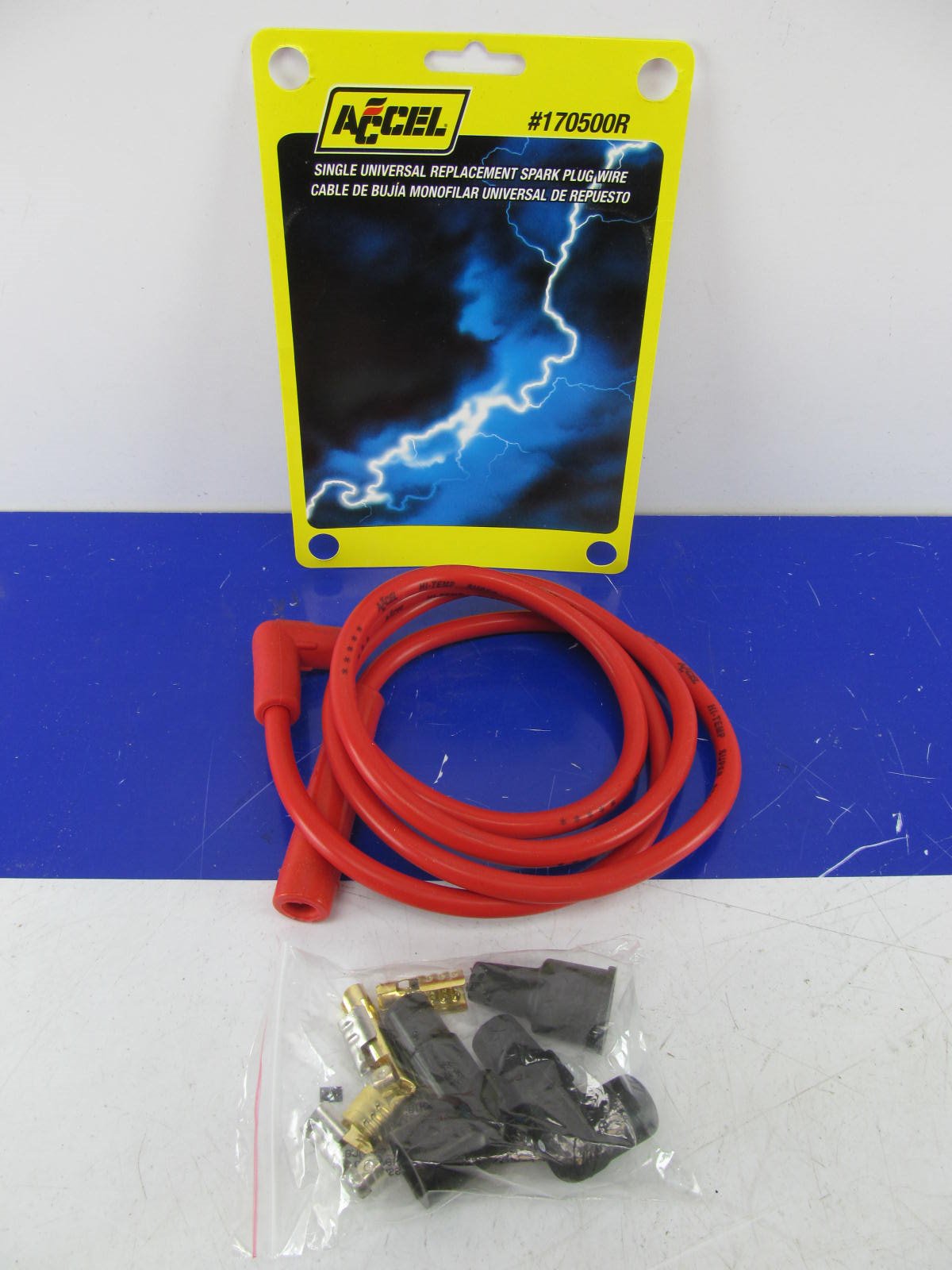 Accel 170500R UNIVERSAL Single Spark Plug Wire Lead - Straight & 90 Deg Boot
