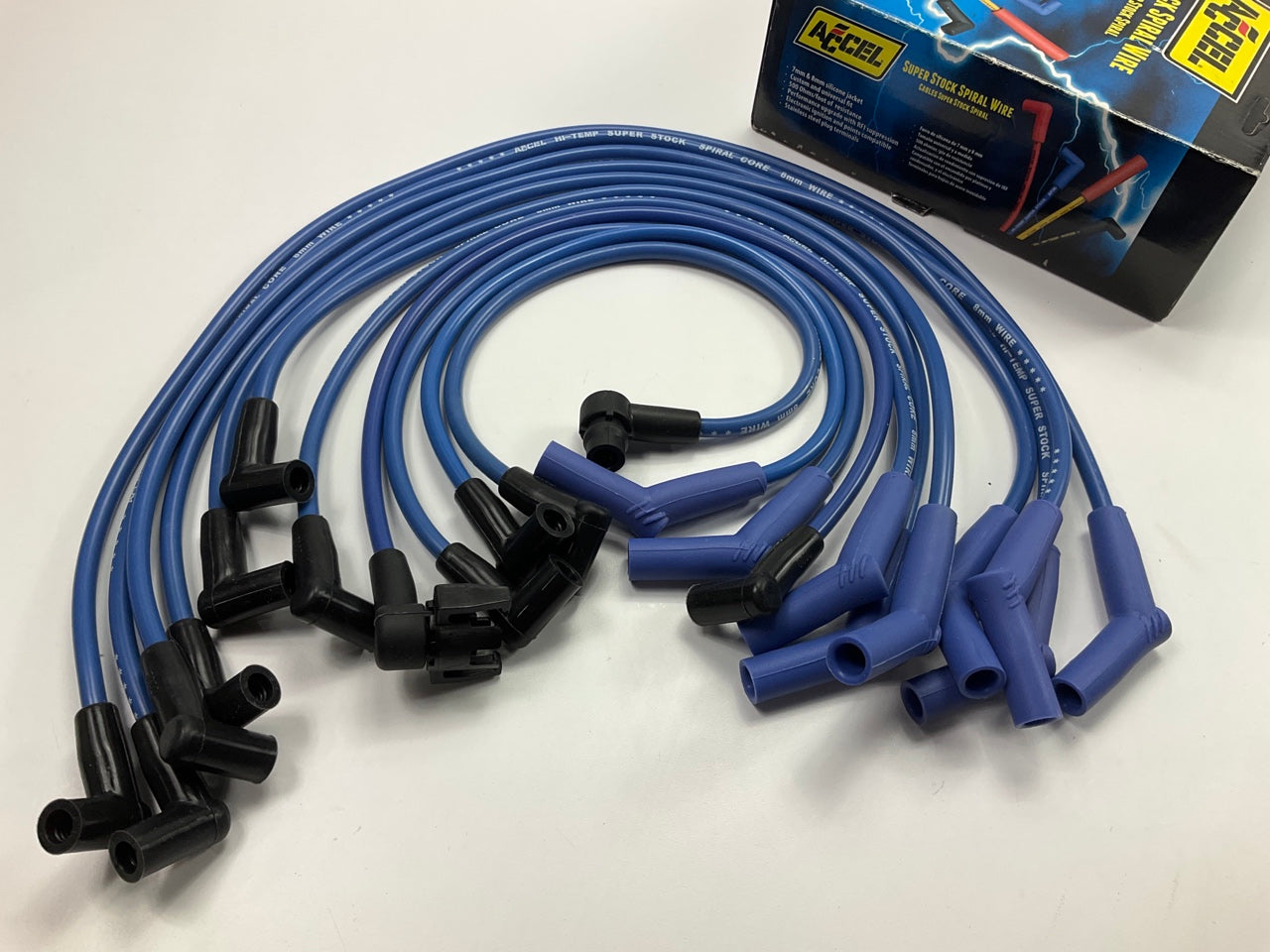 Accel 5056B Custom Fit Super Stock 8mm Spiral Spark Plug Wire Set - BLUE