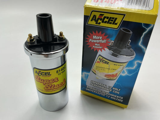 MISSING BOOT, ACCEL 8140C Chrome Ignition Coil 42000V 1.4 Ohm Primary For Points