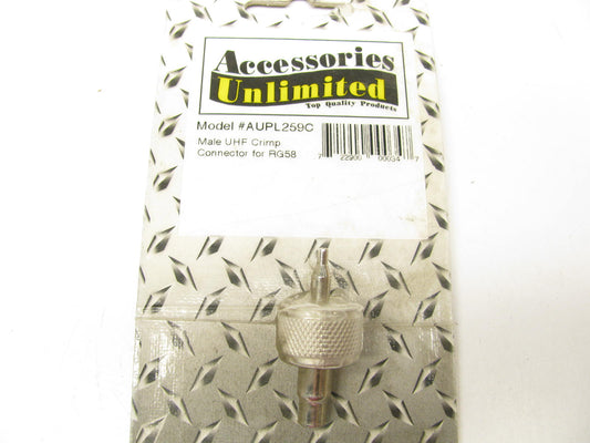 Accessories Unlimited AUPL259C Male UHF Crimp Connector For RG58 Coax Cable