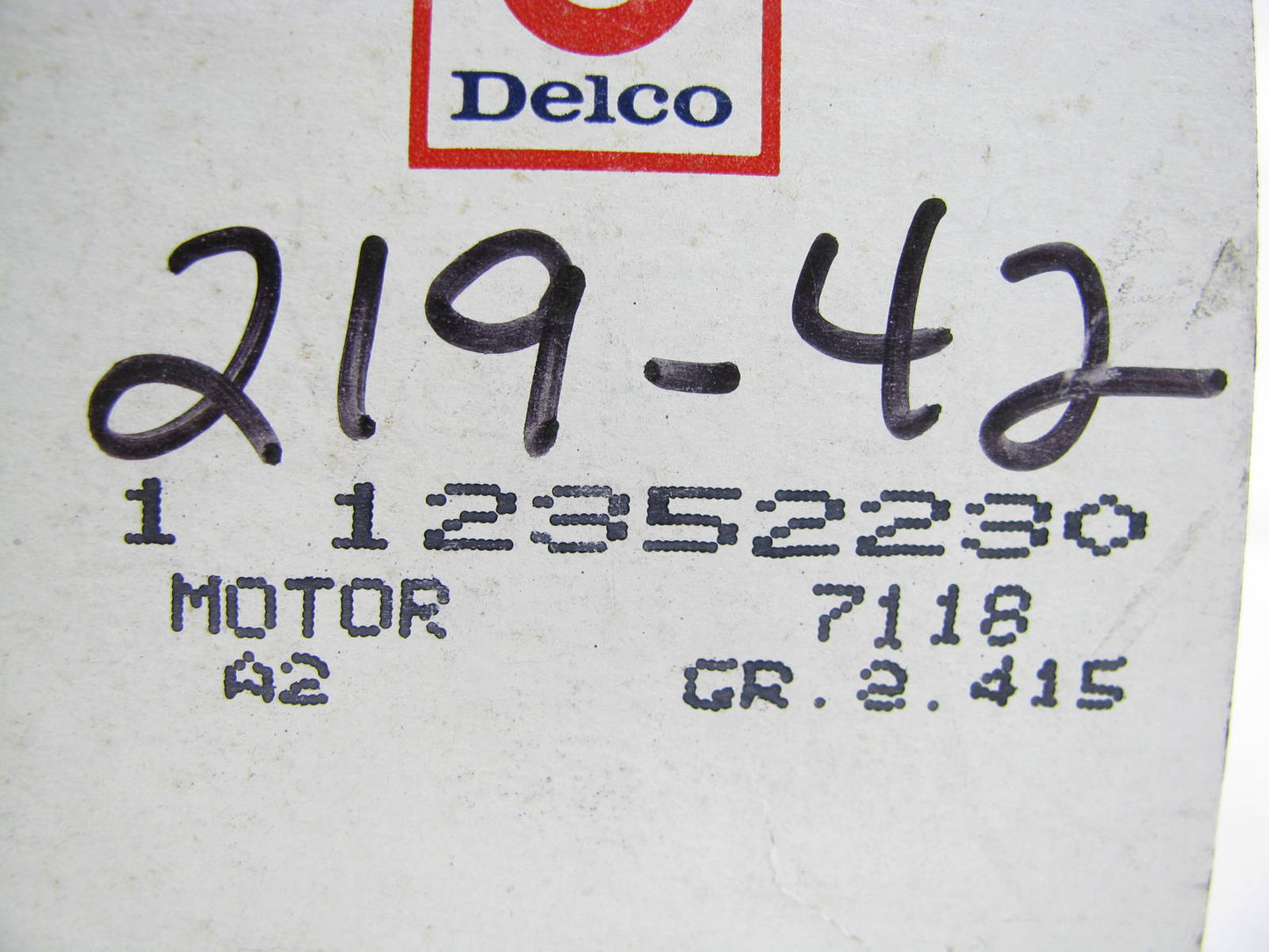 Acdelco 12352230 Vacuum Motor - EC527 57-7751 219-42 E309 2502-305421 6V1016