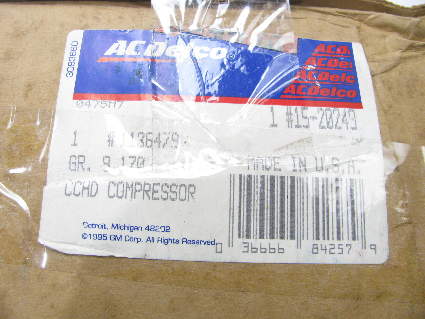 NEW A/C Compressor ACDelco GM 15-20249 For 1983-1985  Century, Cutlass Ciera