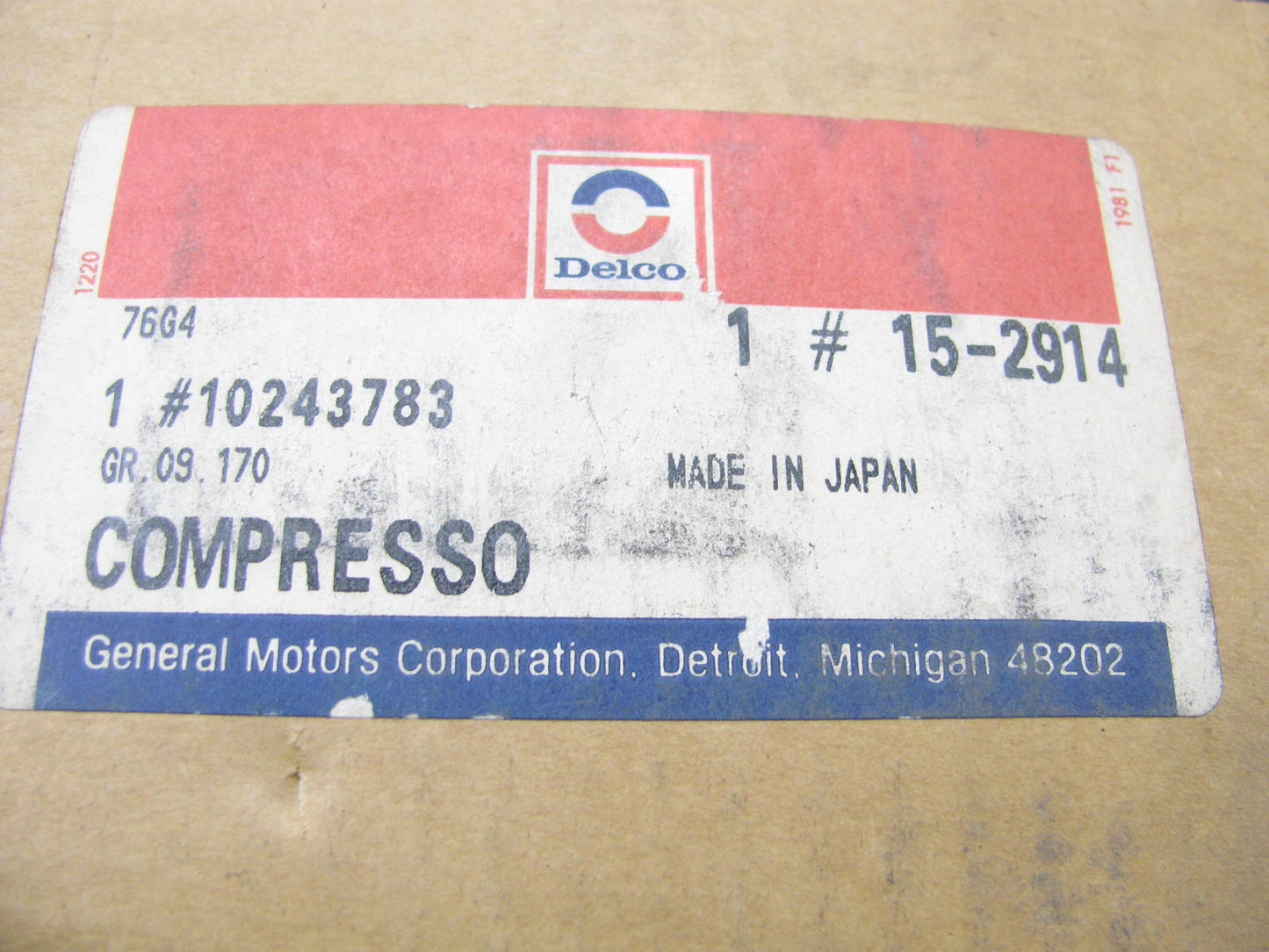 NOS OEM Acdelco 15-2914 A/C Compressor - 1990-1995 Corvette ZR-1, GM 10243783