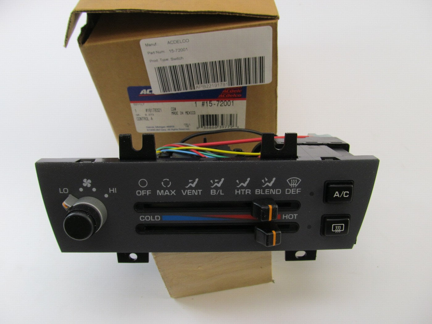 Acdelco 15-72001 A/C Heater Climate Control Switch - 1991-1994 Chevy Cavalier