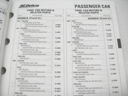 Acdelco 15A-101 Air Conditioning System Support Product Application Catalog 1999