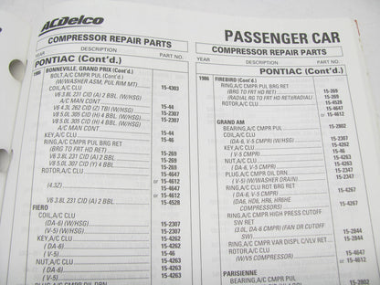 Acdelco 15A-101 Air Conditioning System Support Product Application Catalog 1999