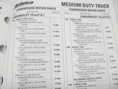 Acdelco 15A-101 Air Conditioning System Support Product Application Catalog 1999