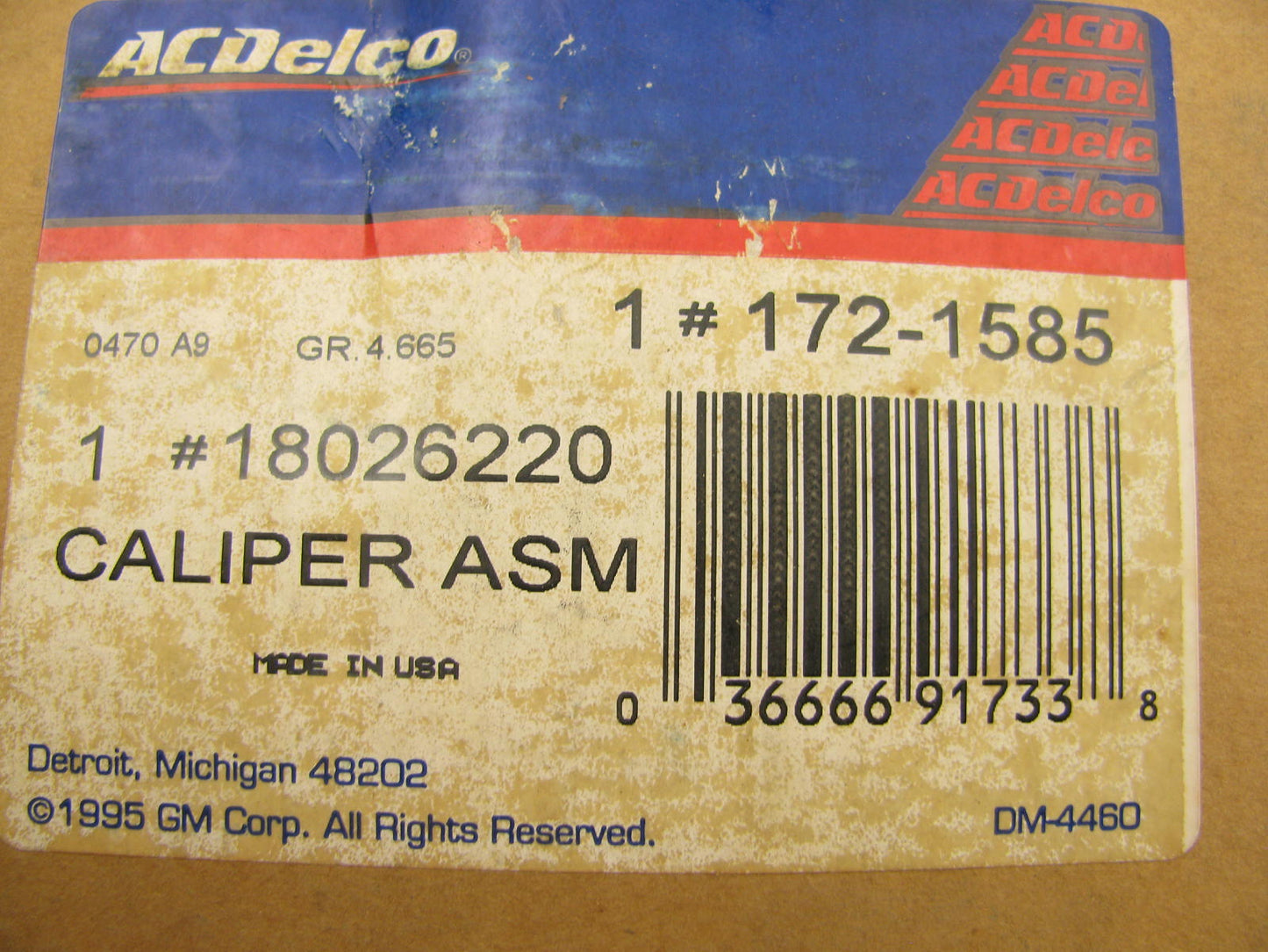 Acdelco 172-1585 Front Left Brake Caliper 1998-2002 Cadillac Seville