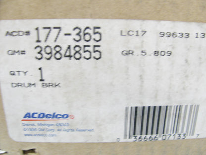 NEW GENUINE Acdelco 177-365 REAR Brake Drum GM # 3984855