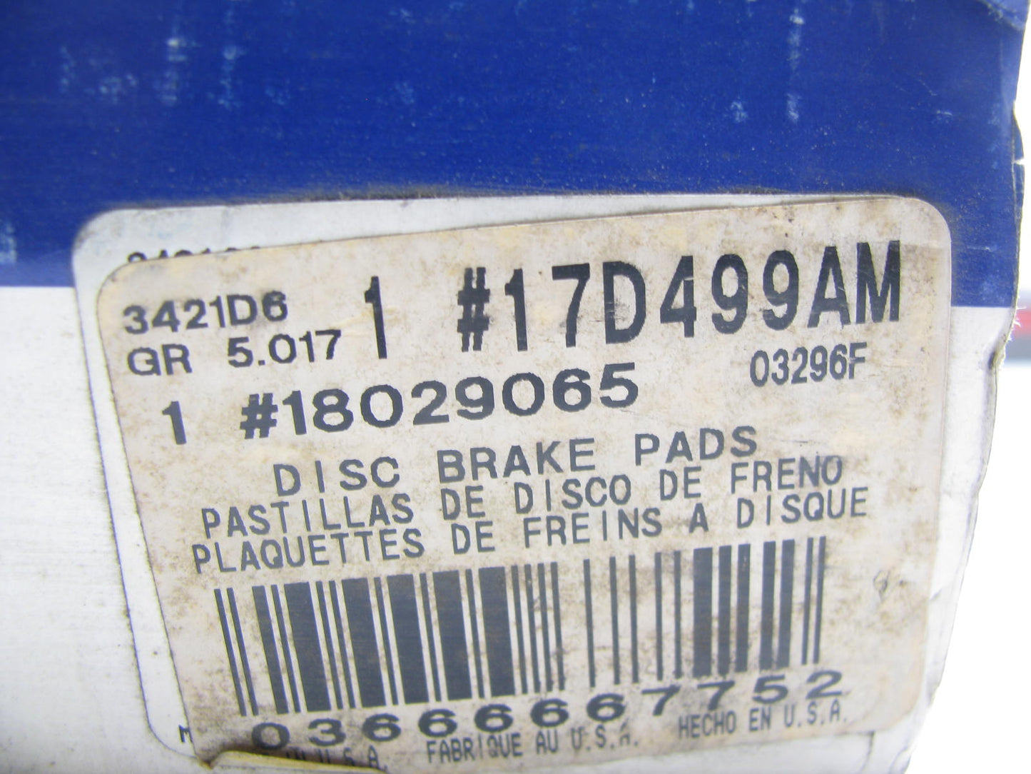 Acdelco 17D499AM Front Disc Brake Pad Set - Semi-Metallic