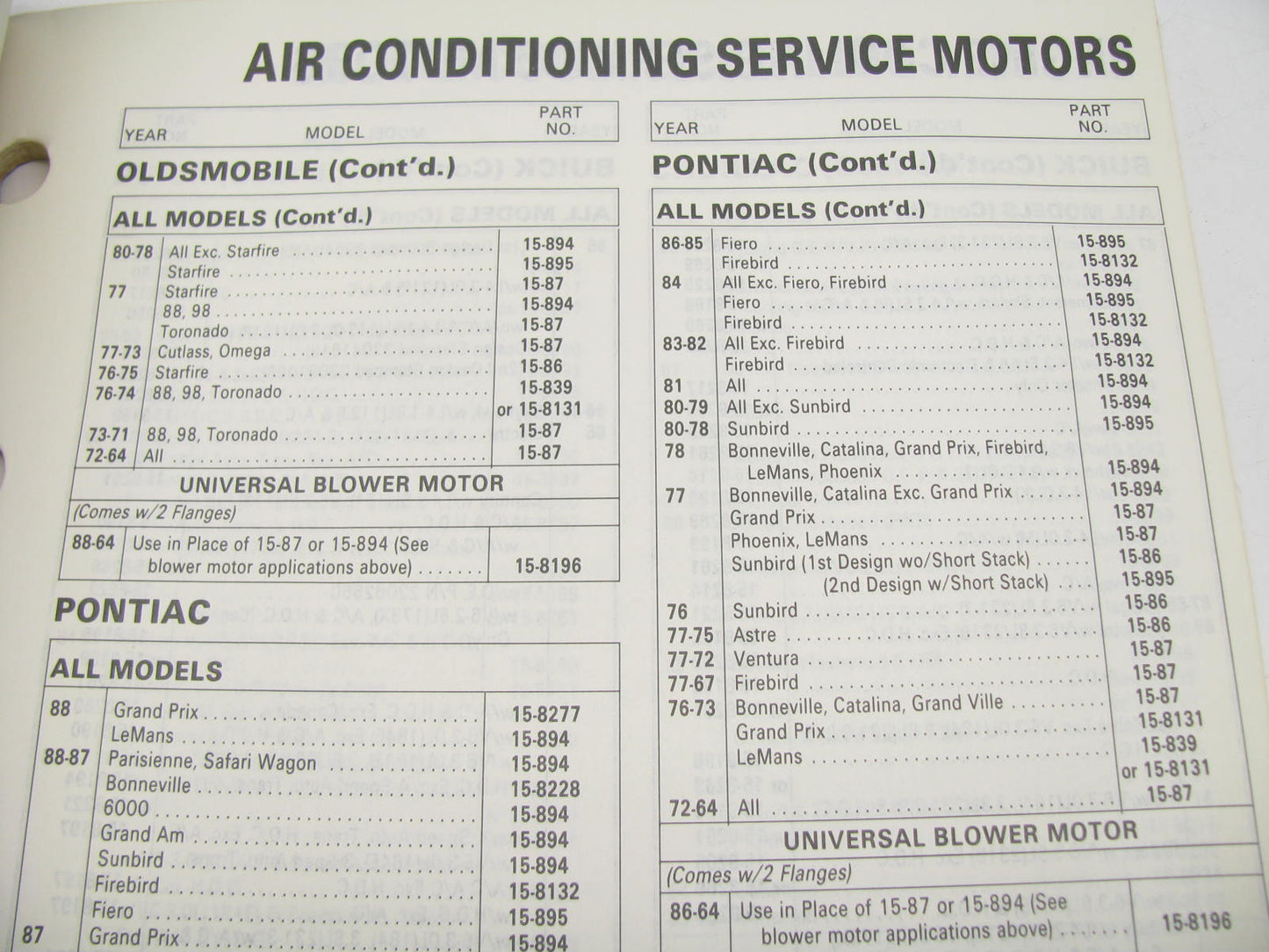 Acdelco 18A-100 Service Motors Catalog - 1988 Weatherly #504