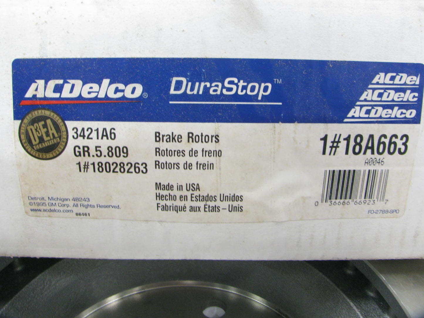 Disc Brake Rotor-Non-Coated Front,Rear ACDelco 18A663A