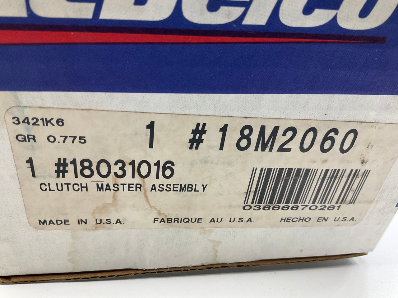 Acdelco 18M2060 Clutch Master Cylinder For 1984-1987 Toyota Camry