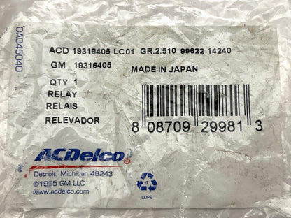 NEW GENUINE Acdelco 19316405 Multi-Purpose Relay - Replaces Standard RY418