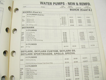 Acdelco 25A-100 Water Pumps Applications & Illustrations Guide - 1989, 168 Pages