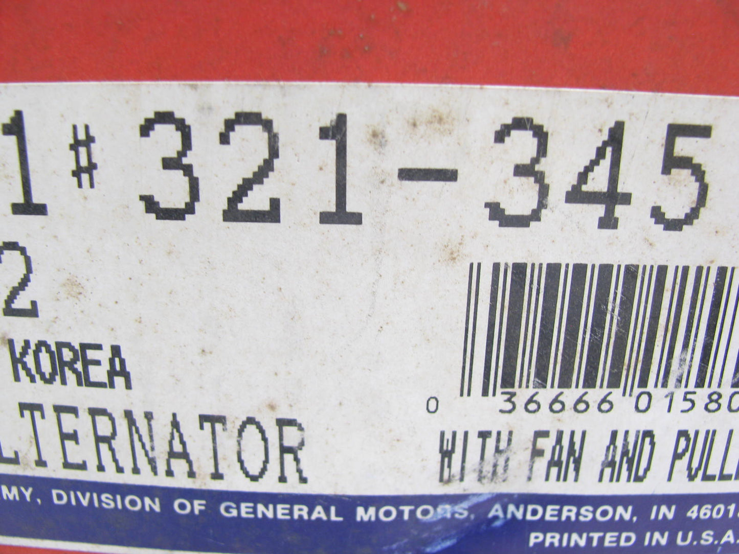 Reman. Ac Delco 321-345 Alternator 74 Amps  1987-1990 Beretta, Cavalier, Corsica