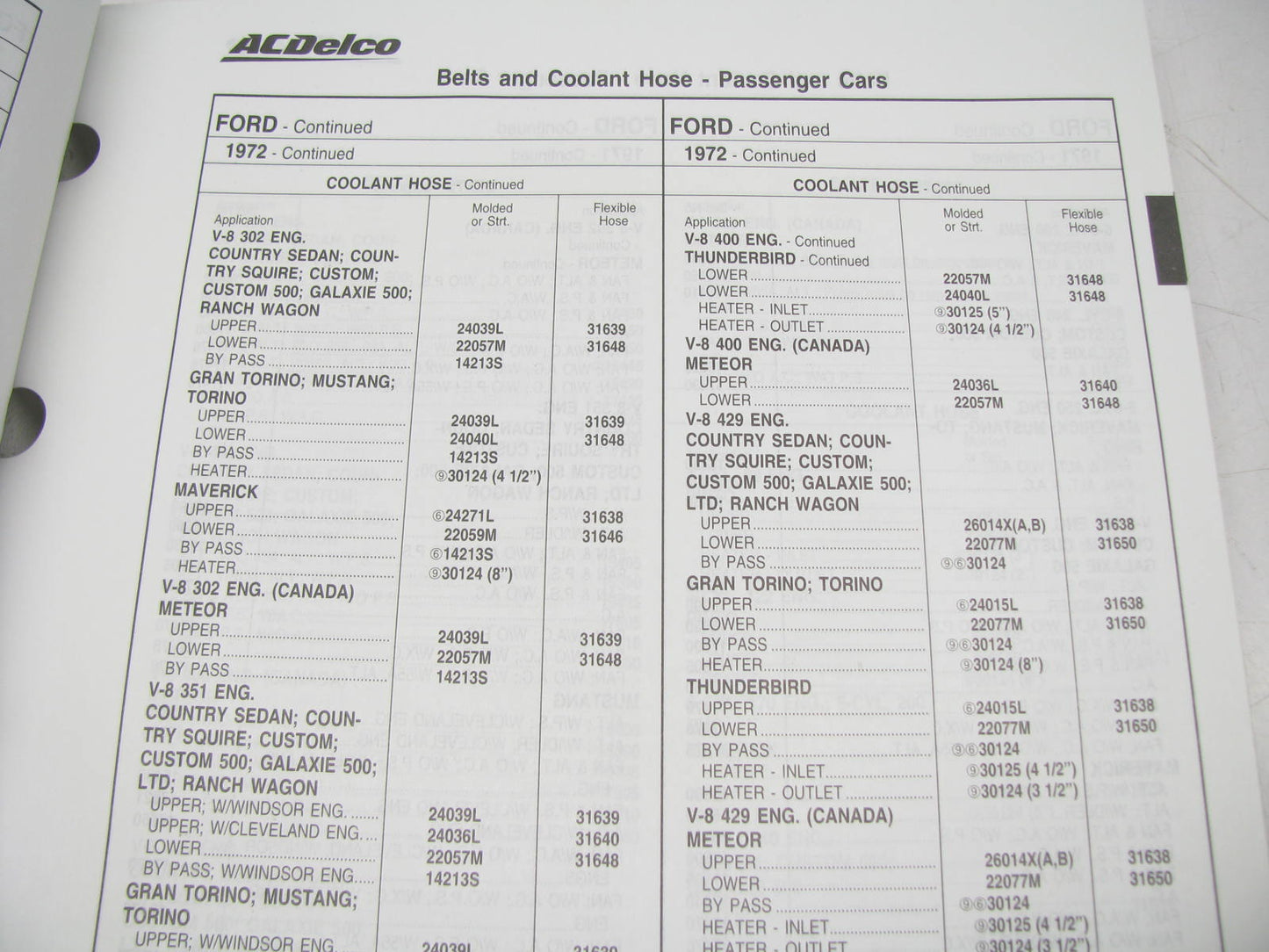 Acdelco 35A-100 Belts & Hoses Catalog 1911-1980 Vehicles Weatherly #400, 726 PGS