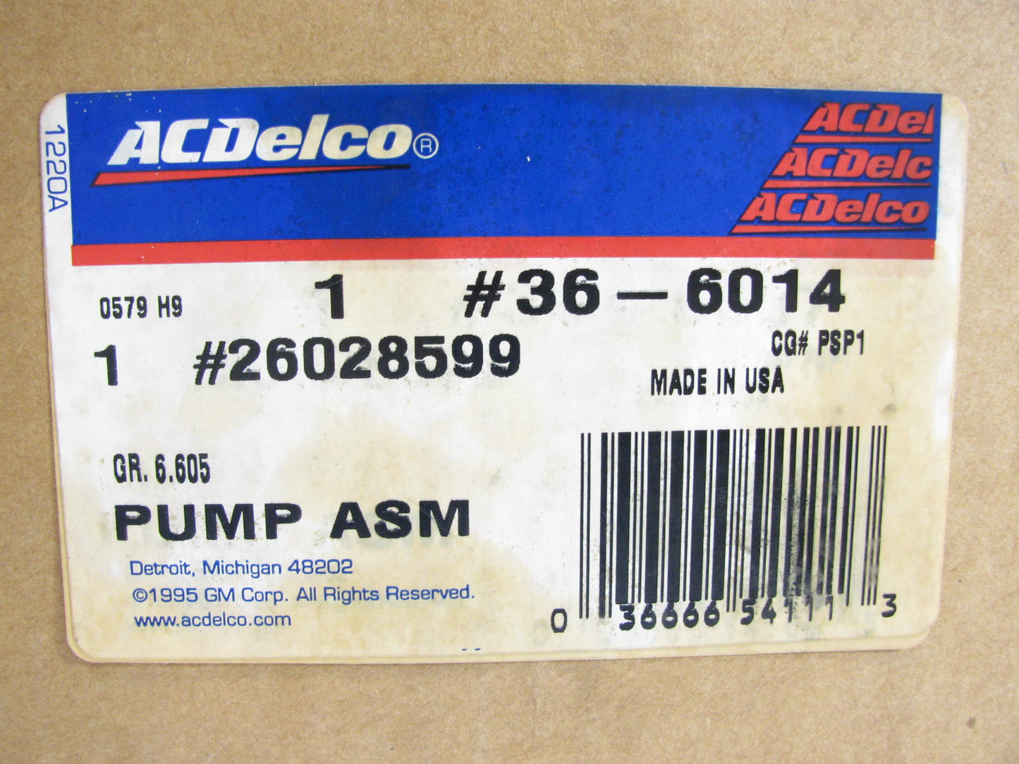 Acdelco 36-6014 Remanufactured Power Steering Pump Without Reservoir