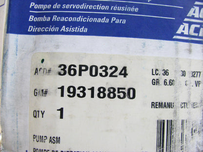 REMAN - Acdelco 36P0324 Power Steering Pump For 2001-2002 PT Cruiser