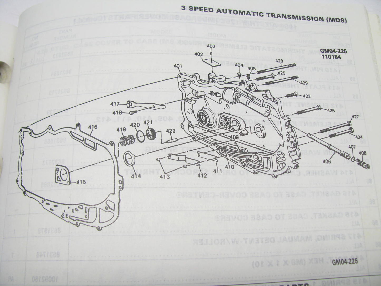 Acdelco 37A-3T40 FWD Drive Automatic Transmission Parts Catalog # 084 1993