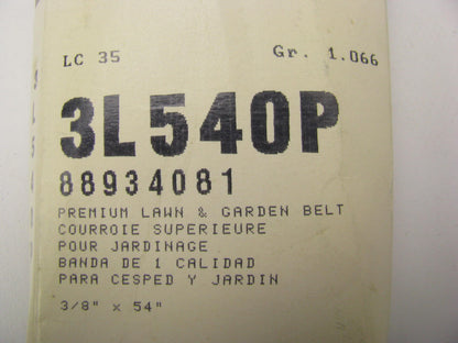 Acdelco 3L540P Lawn & Garden Power Equipment Accessory Drive Belt - 3/8'' X 54''