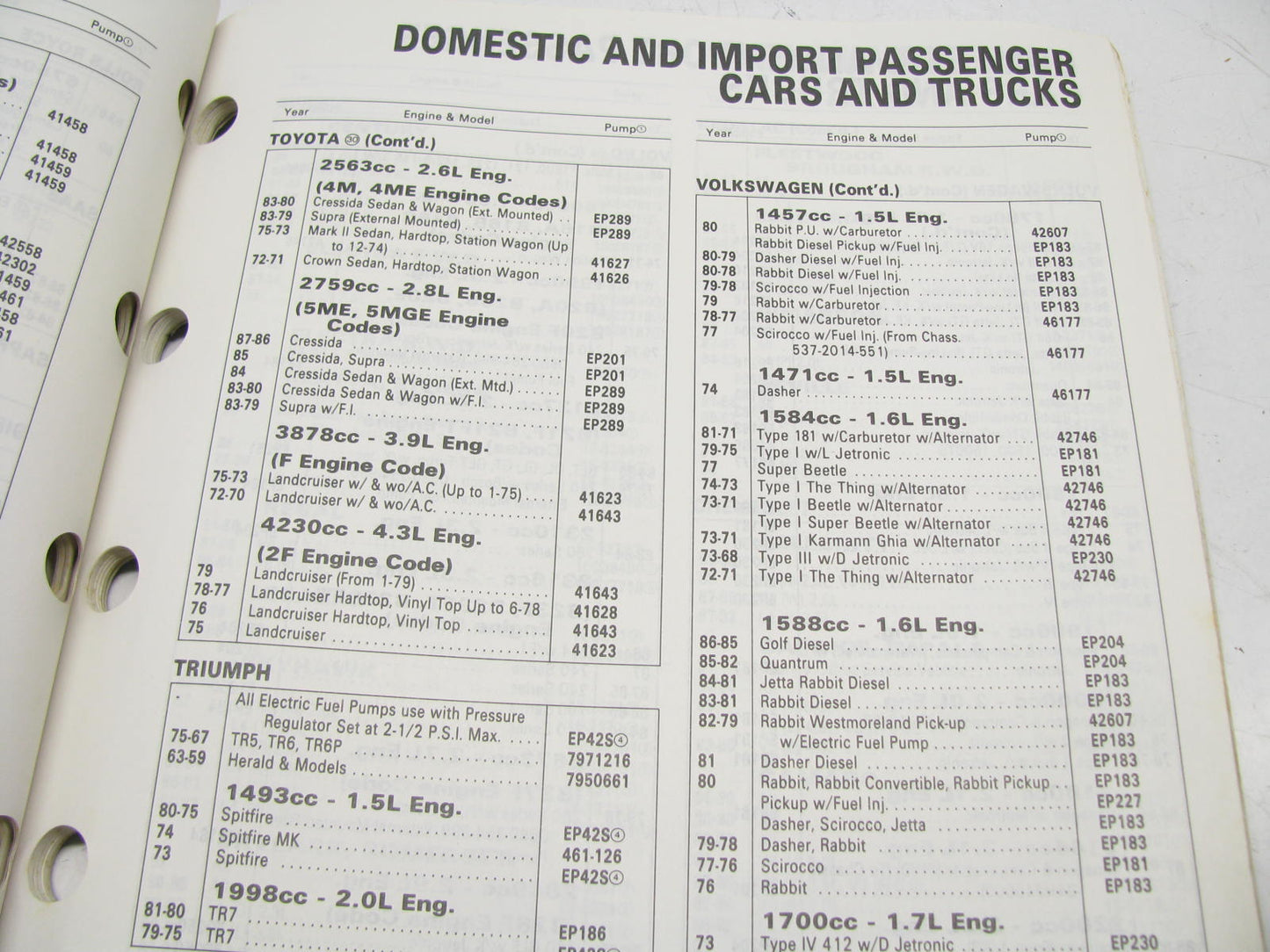 Acdelco 43A-100-1991 Mechanical & Electric Fuel Pump Catalog 1991 Weatherly 604