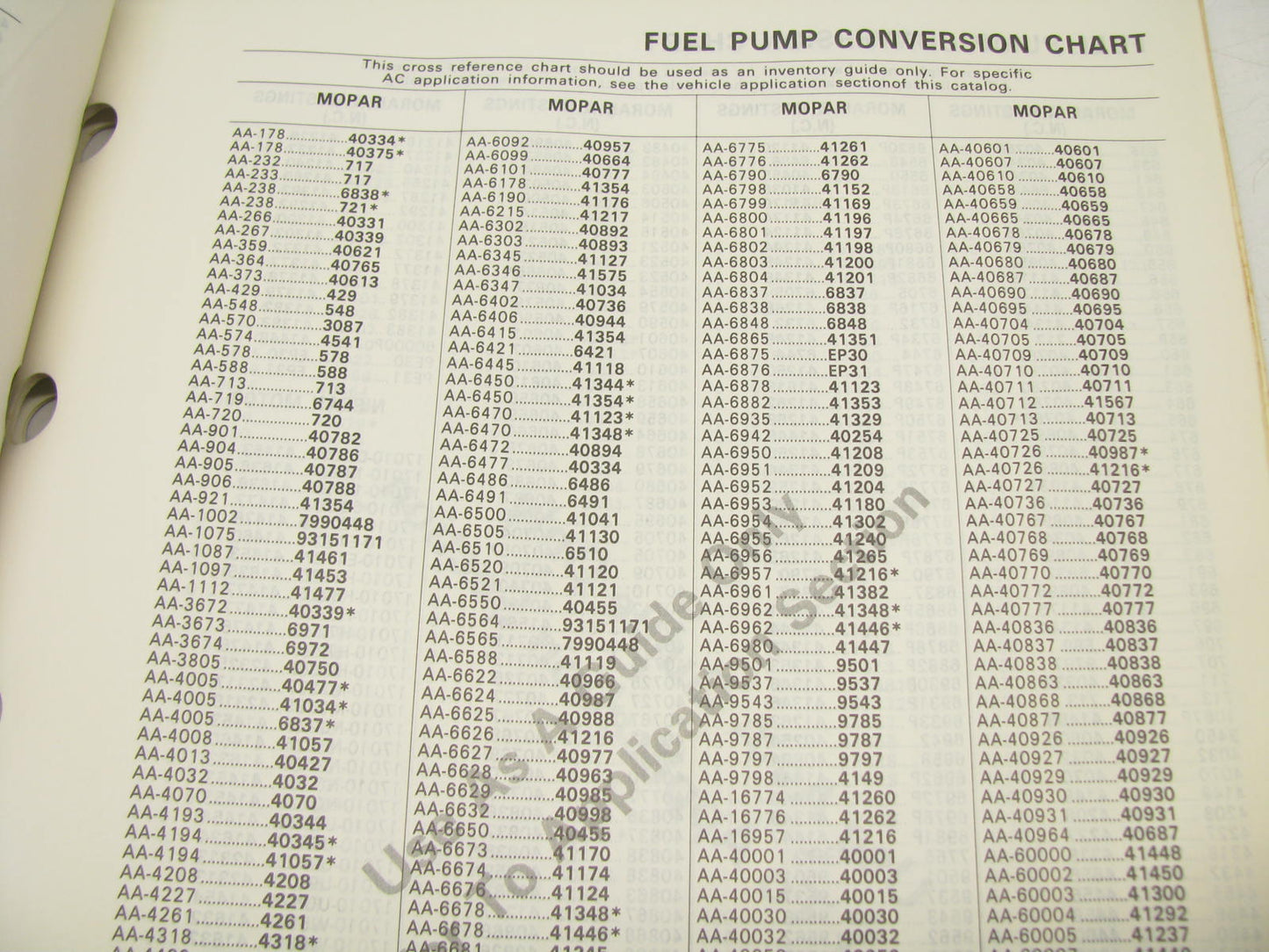 Acdelco 43A-100 Mechanical & Electric Fuel Pump Application Catalog 1989 #604