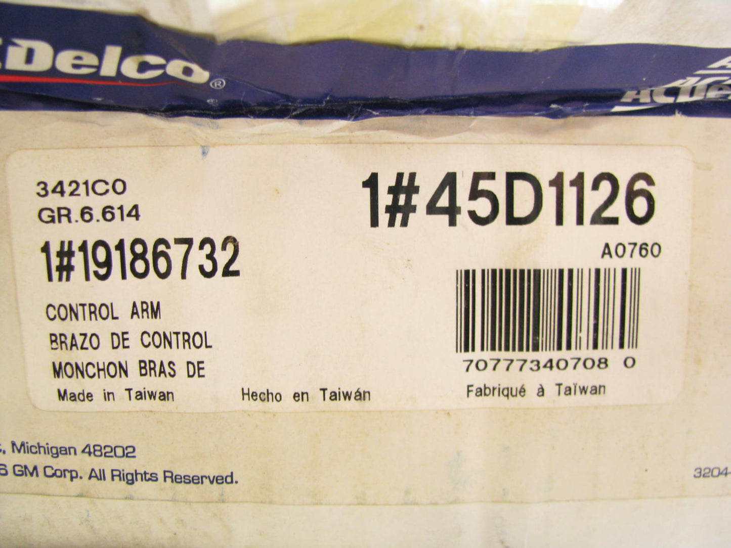 Acdelco 45D1126 Suspension Control Arm & Ball Joint - Front Left Upper