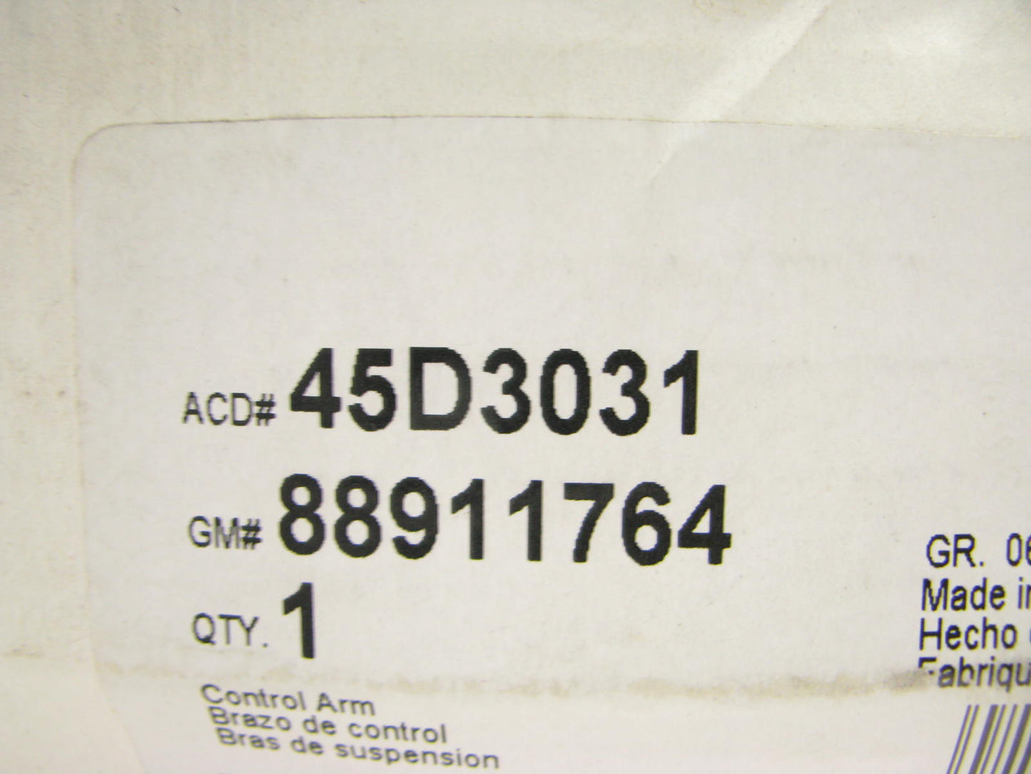 Front Left Control Arm And Ball Joint  ACDelco 45D3031