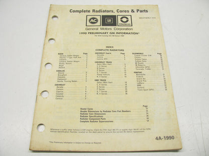 Acdelco 4A-1990 Complete Radiators Cores And Parts Guide 1990 54 Pages