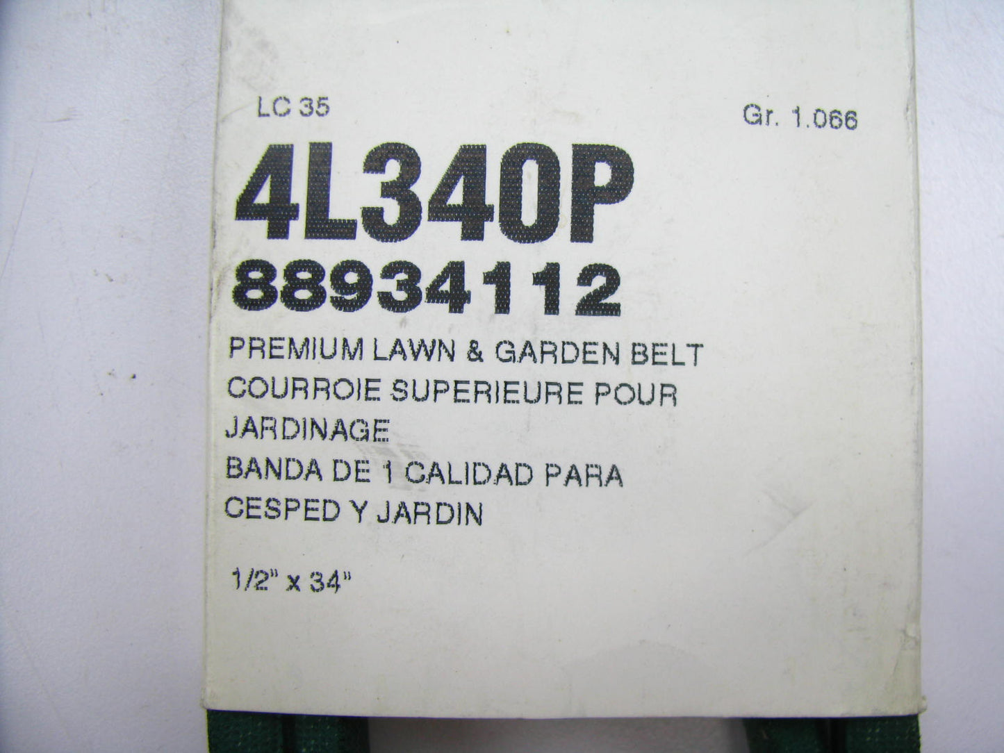 Acdelco 4L340P Lawn & Garden Power Equipment Accessory Drive Belt - 1/2'' X 34''