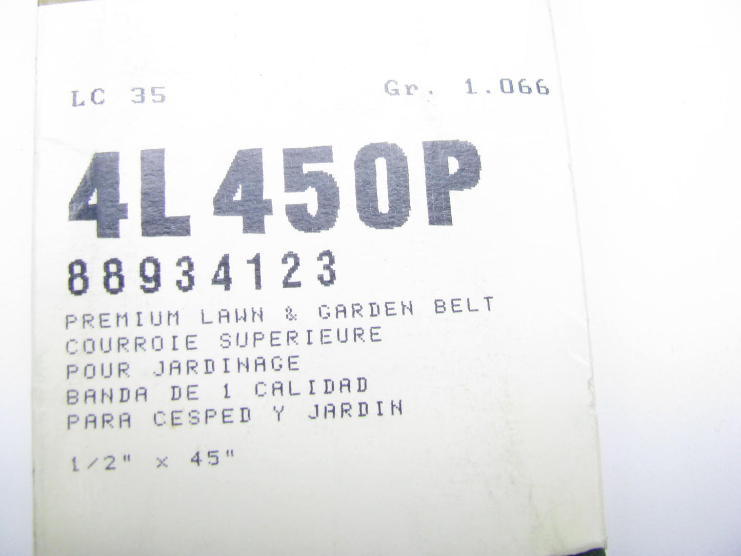 Acdelco 4L450P Lawn & Garden Power Equipment Accessory Drive Belt - 1/2'' X 45''