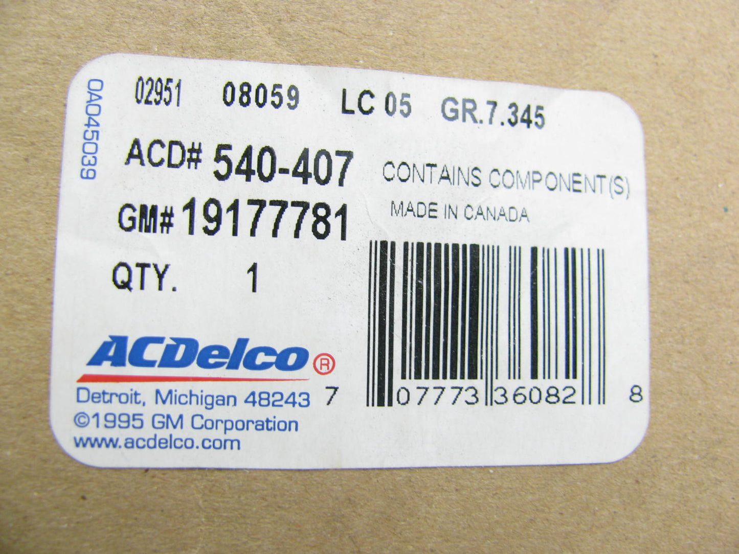 Acdelco 540-407 Rear Shock Absorber 07-09 Chevrolet Trailblazer 08-09 GMC Envoy