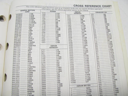 Acdelco 56A-100 Sealed Beam & Minature Lamp Catalog 1988 Weatherly #520, 144 PGS