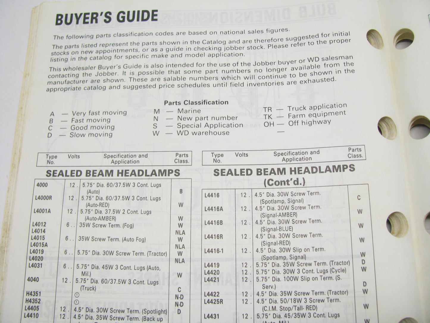 Acdelco 56A-100 Sealed Beam & Minature Lamp Catalog 1988 Weatherly #520, 144 PGS