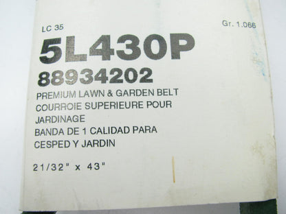 Acdelco 5L430P Lawn & Garden Power Equipment Accessory Drive Belt - 5/8'' X 43''