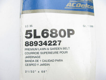 Acdelco 5L680P Lawn & GardenPower Equipment Accessory Drive Belt - 21/32'' X 68''