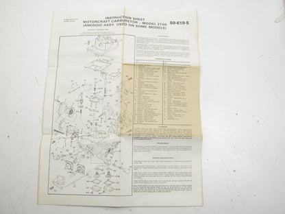Acdelco 69549 Carburetor Rebuild Kit For Motorcraft 2BBL Model 2150, 2150A