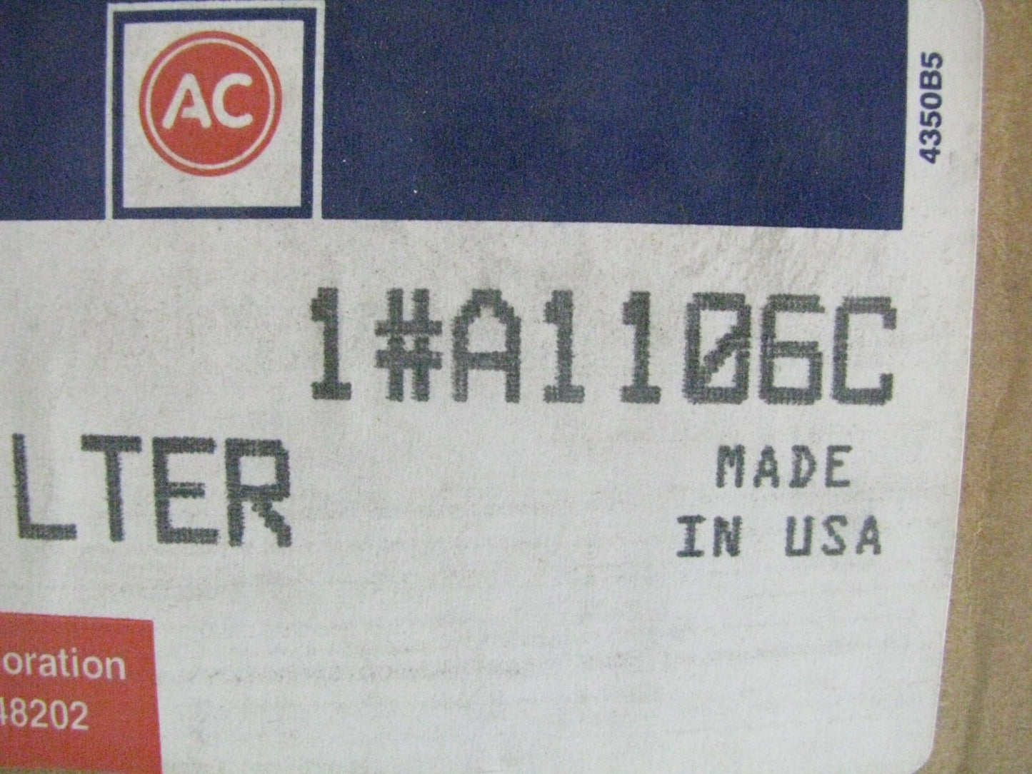 Acdelco A1106C Engine Air Filter